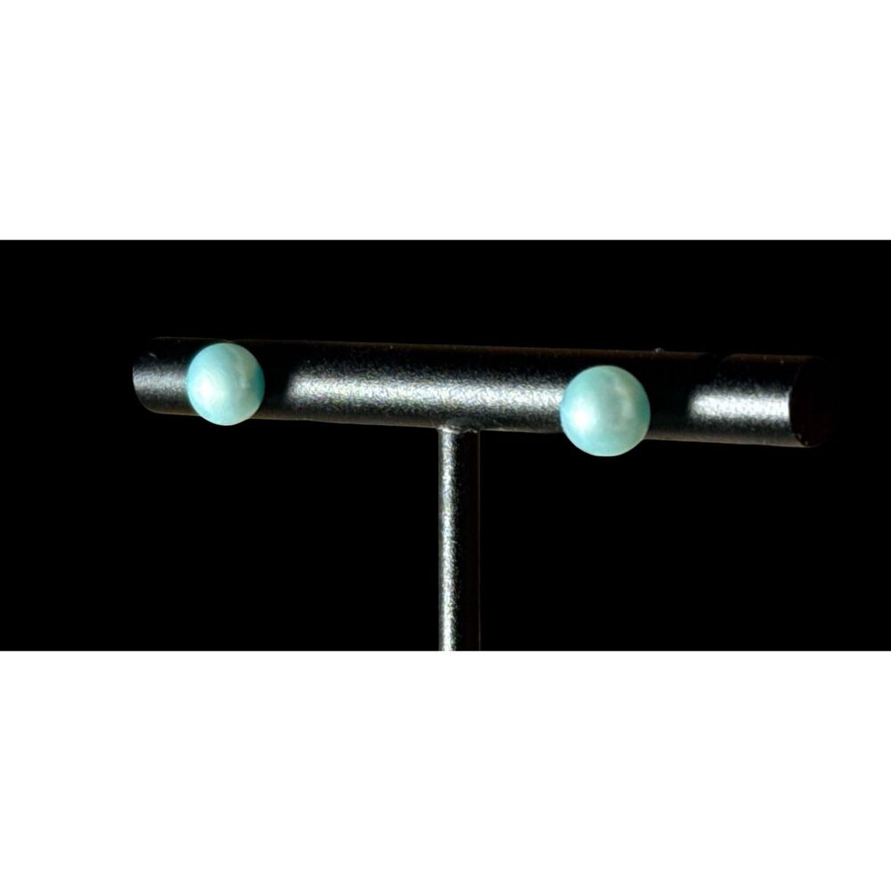 DK Cultured Pearl Stud Earrings Sterling Silver Blue Pearl 5.8mm Minimalist